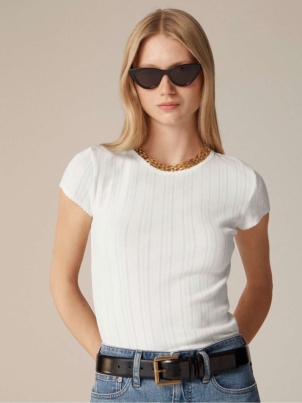 J crew pointelle short sleeve shit